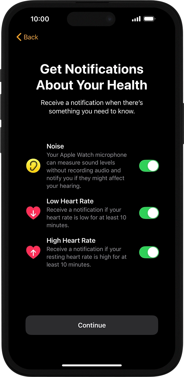 On your phone: Press the indicators to turn the required settings on or off.