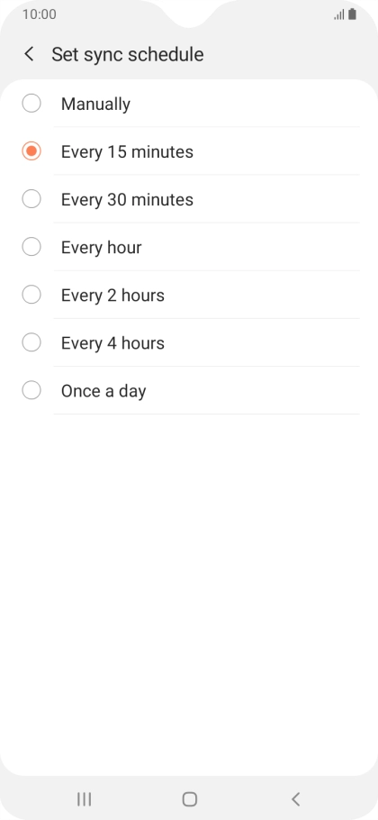Press the required setting.