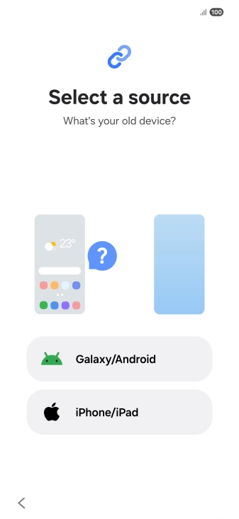 Press the required setting and follow the instructions on the screen to transfer the content from another phone.