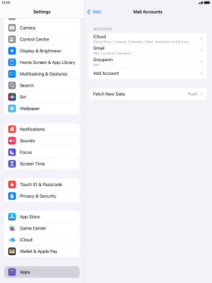 Press the name of the email account you've just set up.