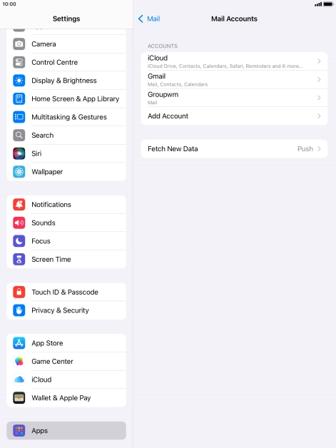 Press the name of the email account you've just set up.