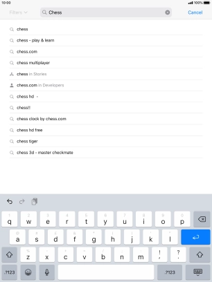 Key in the name or subject of the required app and press enter.