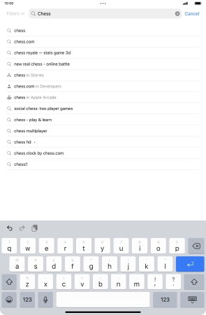 Key in the name or subject of the required app and press enter.