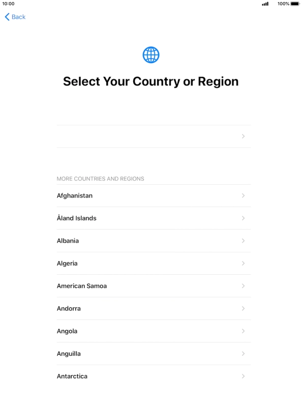 Press the required country or area.