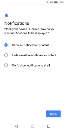 Press the required setting.