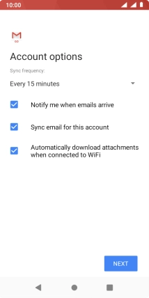 If this screen is displayed, you email account has been recognised and set up automatically. Follow the instructions on the screen to key in more information and finish setting up your phone.
