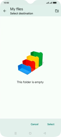 To create a new folder, press the new folder icon and follow the instructions on the screen to create a new folder.