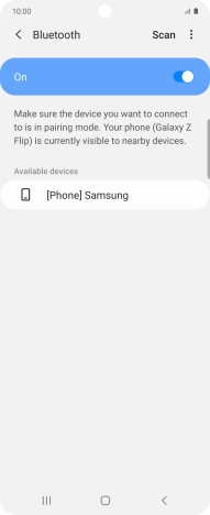 Press the required Bluetooth device and follow the instructions on the screen to pair the device with your phone.