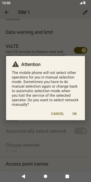 Press OK and your phone will search for networks.