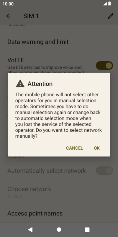Press OK and your phone will search for networks.