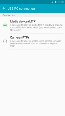 Press Media device (MTP) to turn on the function.