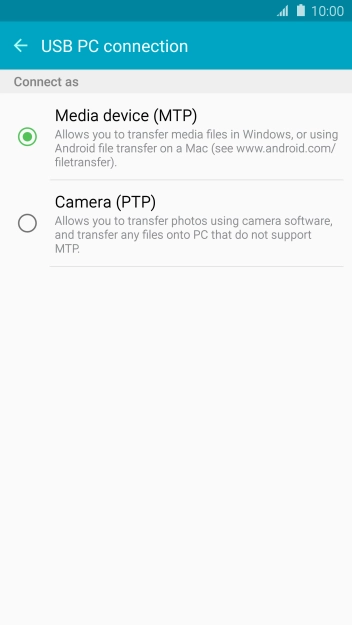 Press Media device (MTP) to turn on the function.
