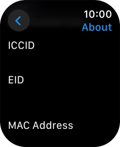 Your Apple Watch EID number is displayed below EID.