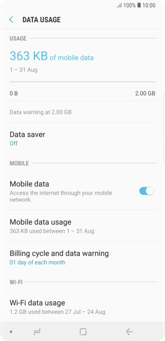 The total data usage is displayed.