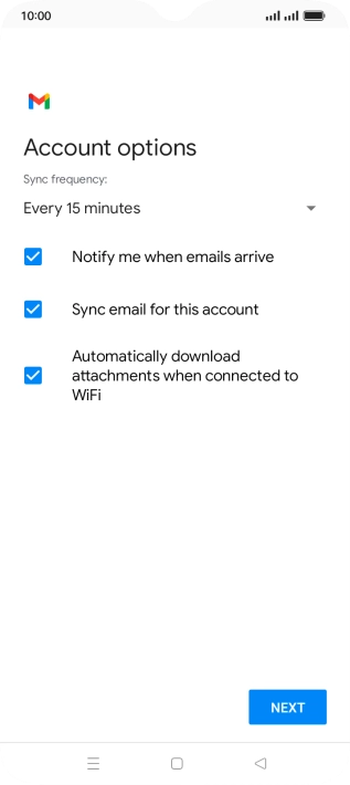 If this screen is displayed, you email account has been recognised and set up automatically. Follow the instructions on the screen to key in more information and finish setting up your email account.
