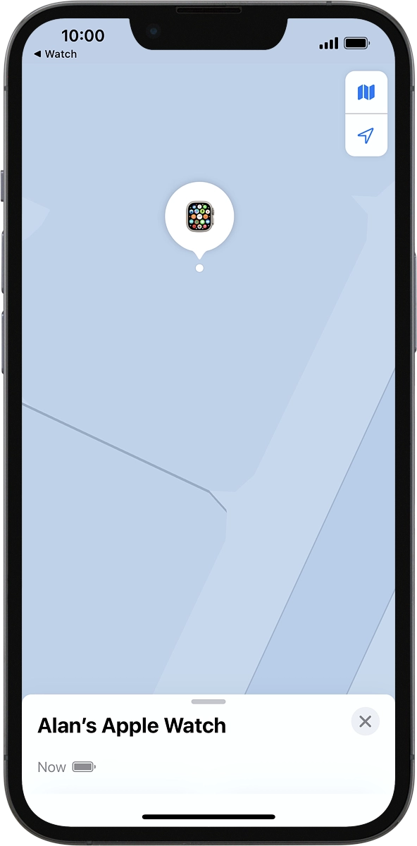The latest position of your Apple Watch is displayed on the map.