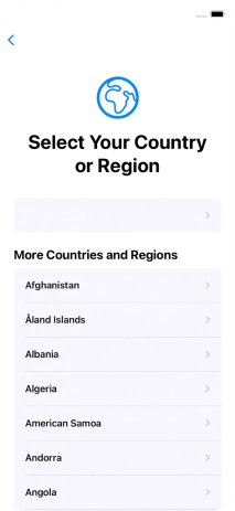 Press the required country or area.