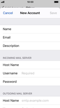 Press Username and key in the username for your email account.