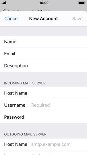 Press Username and key in the username for your email account.