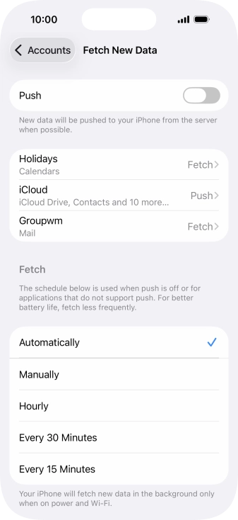 If you turn off the function, press the required setting.