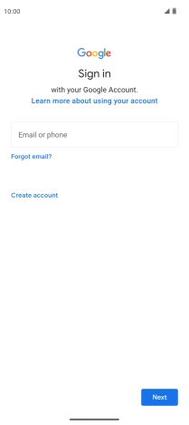 If you don't have a Google account, press Create account and follow the instructions on the screen to create an account.