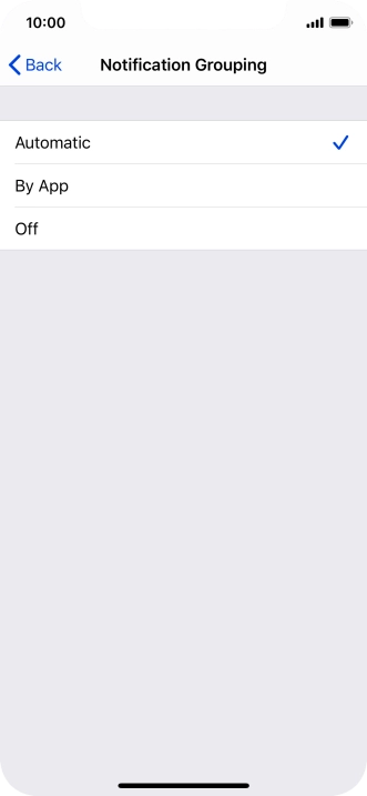 Press the required setting.