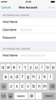 Press Username and key in the username for your email account.