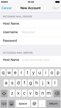 Press Username and key in the username for your email account.