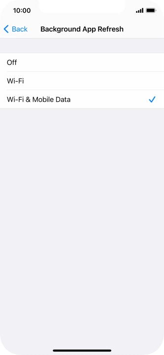 To turn off background refresh of apps, press Off.