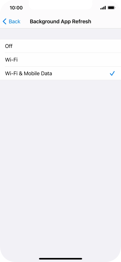 To turn off background refresh of apps, press Off.