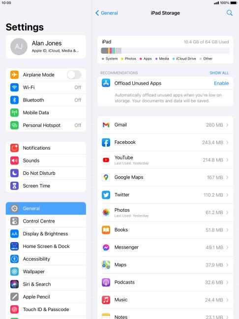 Press the required app.