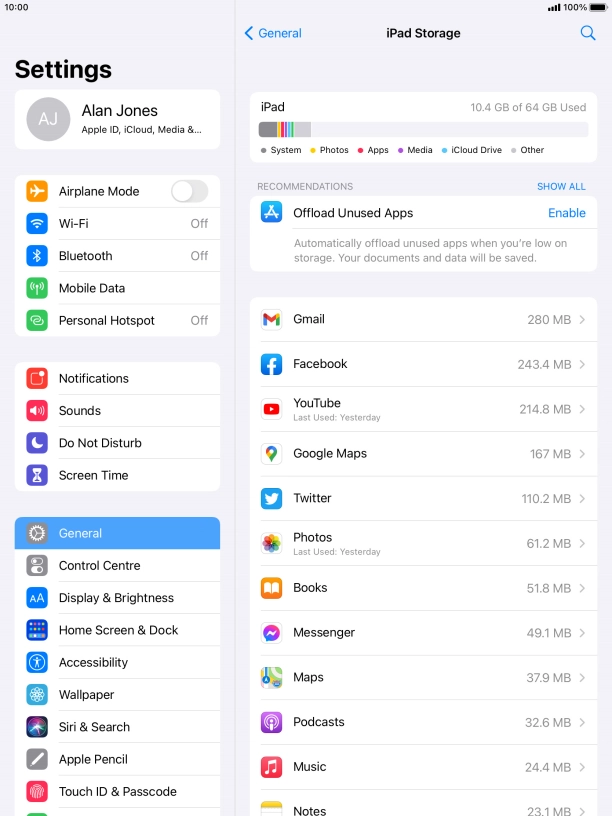 Press the required app.