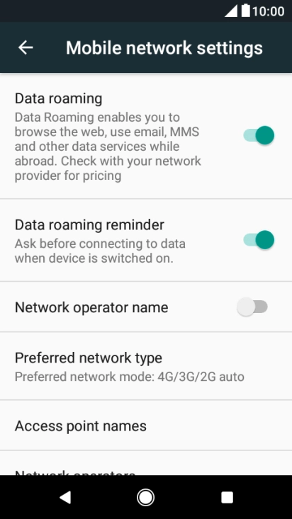 Press Access point names.