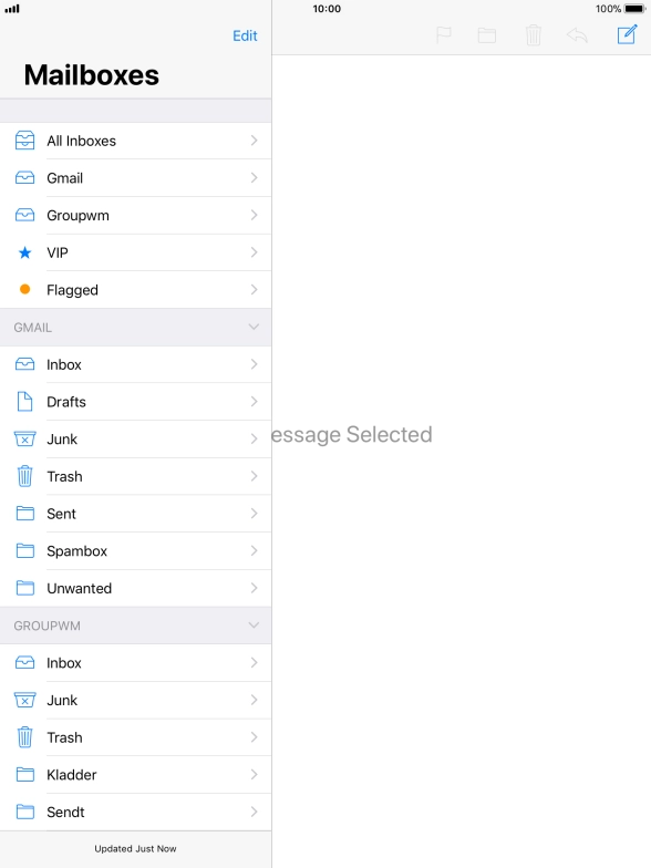 Press the required email account.
