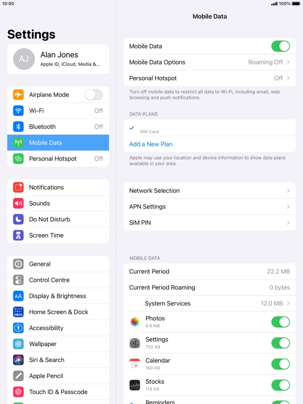 The total data usage is displayed next to Current Period.