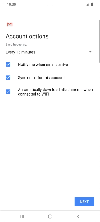 If this screen is displayed, you email account has been recognised and set up automatically. Follow the instructions on the screen to key in more information and finish setting up your phone.