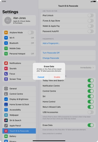 If you turn on the function, press Enable.