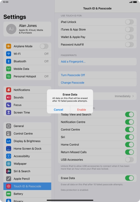 If you turn on the function, press Enable.