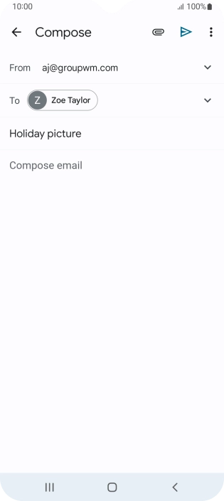 Press the text input field and write the text for your email message.