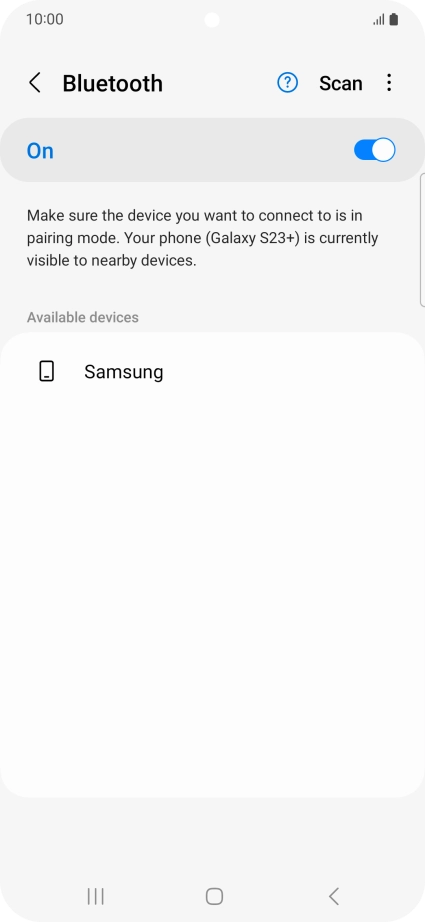 Press the required Bluetooth device and follow the instructions on the screen to pair the device with your phone.