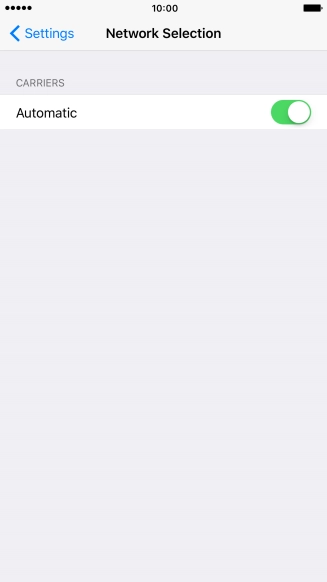 Press the indicator to turn automatic network selection on or off.
