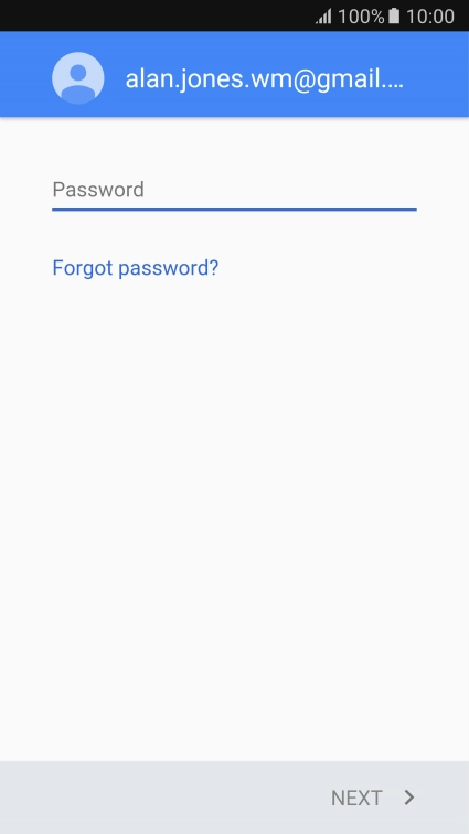 Press the text input field and key in the password for your Google account.
