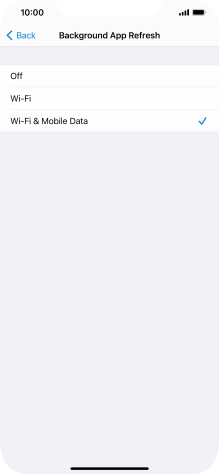 To turn off background refresh of apps, press Off.