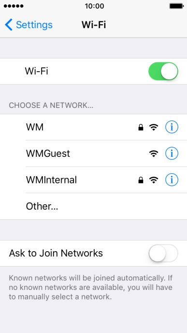Press the required Wi-Fi network.