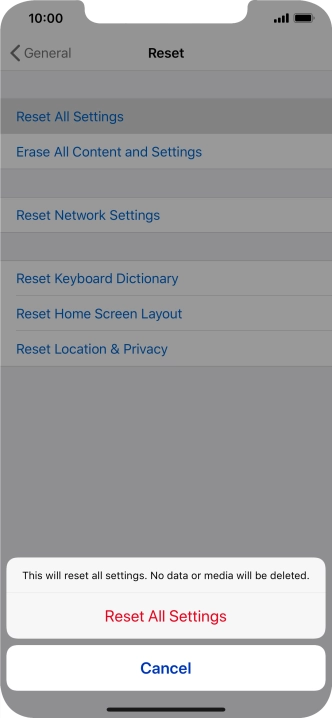 Press Reset All Settings.