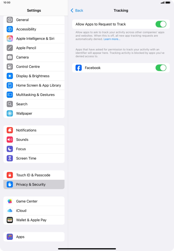 Press the indicator next to 