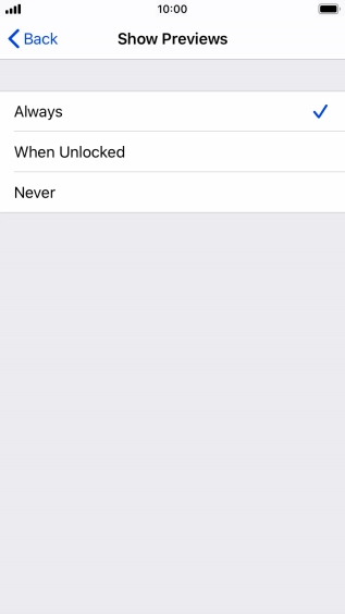 To select notification preview on the lock screen, press Always.