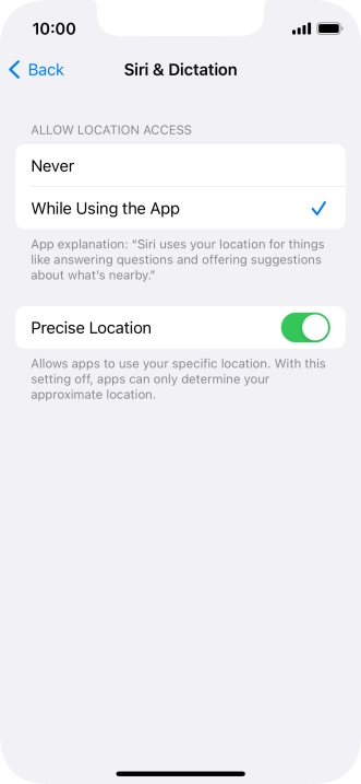 Press the required setting to turn the function on or off.