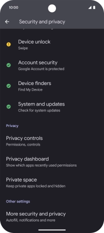 Press More security and privacy.