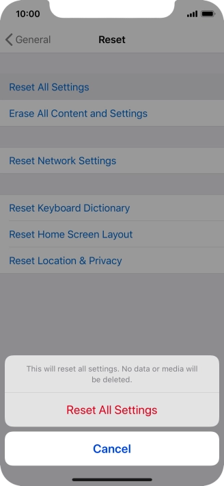 Press Reset All Settings.